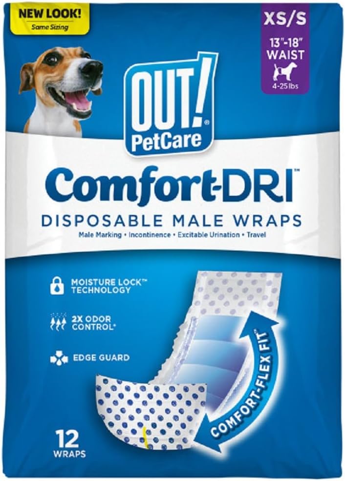 Out! PetCare Disposable Dog Diapers Male, Puppy Belly Band, Potty Training, Doggie Diapers, Belly Bands for Male Dogs, Puppy Training, Incontinence, (XS/S, 32ct) - Image 11