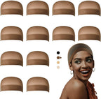 Dreamlover brown nylon wig caps 12 pack front view