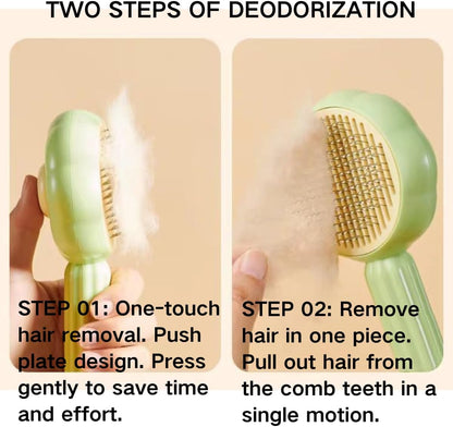 Self cleaning slicker brush face with rounded massage nubs for puppies