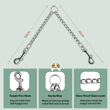 Close up of the three hundred and sixty degree swivel metal clasp on double dog lead