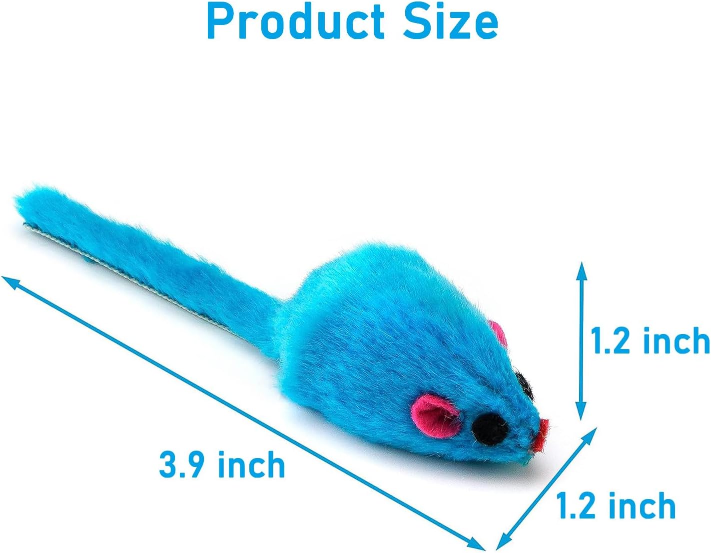 Maiguangta 12 pieces cat toy mouse set displaying the durable plastic inner body structure.