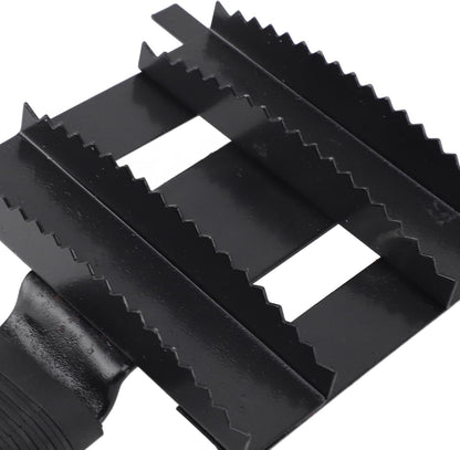 Ergonomic livestock undercoat shedding rake for large domestic pets