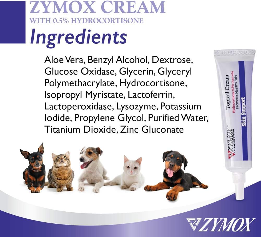 Angle view of Zymox 1 ounce pet cream tube showing catheter tip detail