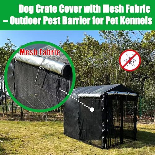 Side profile of the waterproof dog pen shelter demonstrating the secure zipper system and bottom straps.