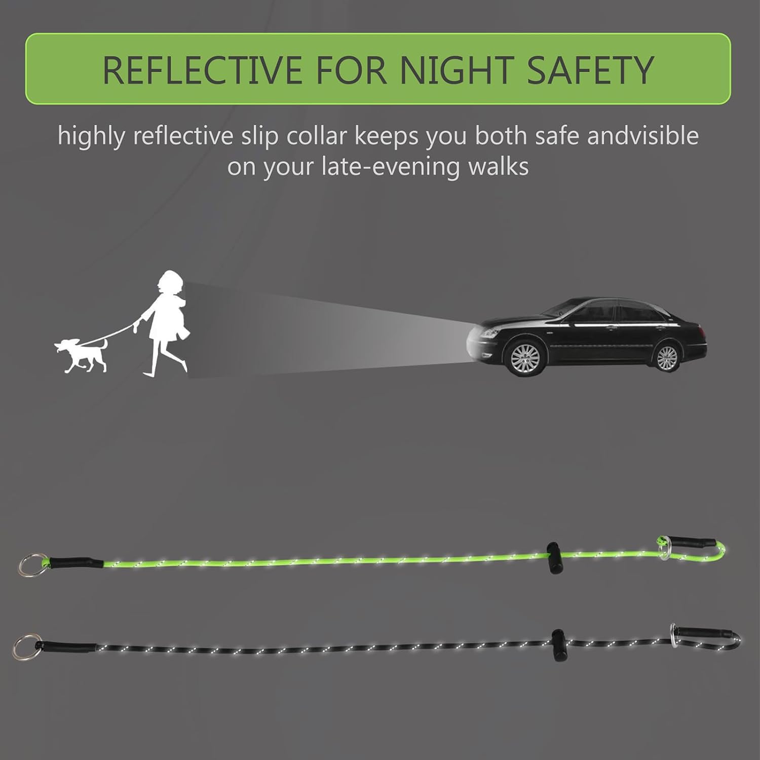 FURSDOLY 5 by 32 inch slim paracord dog lead showcasing the spring loaded adjustment stopper