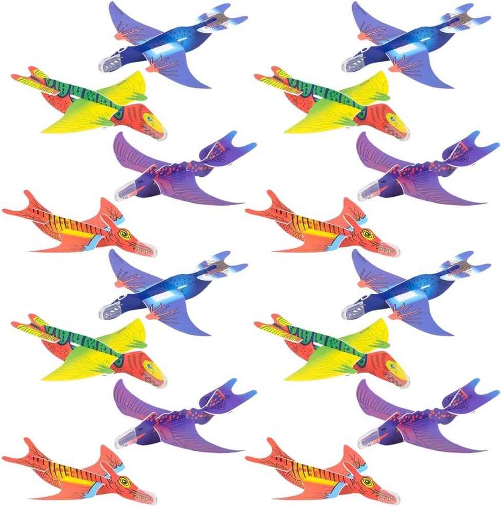 Fun Express Dinosaur Glider Toys front view showing the bulk set of forty eight individually packed foam planes.