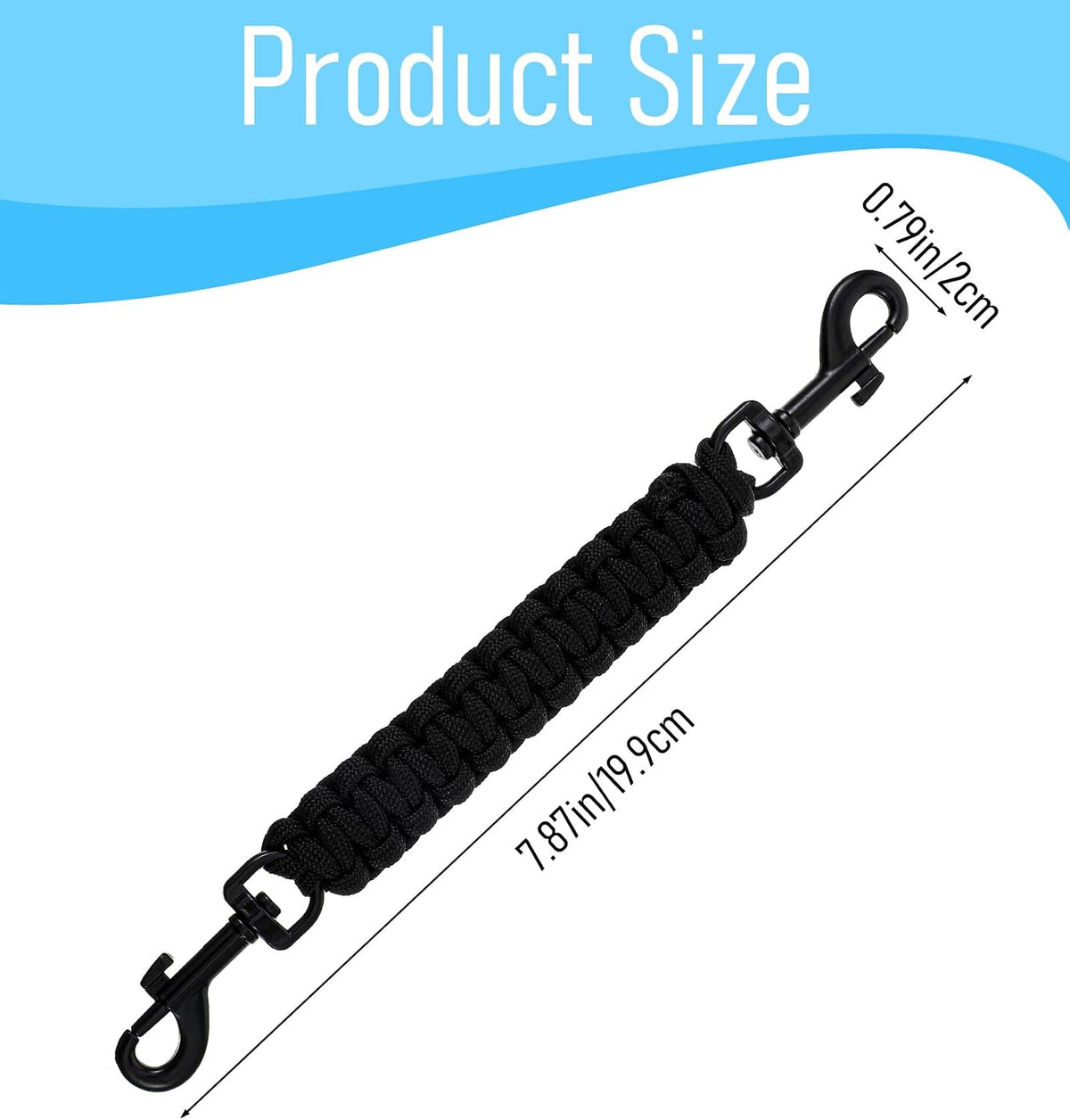 Handmade backup pinch collar safety clip attached to a dog training collar and harness.