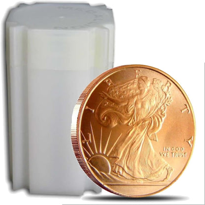 Unique Metals Walking Liberty copper coins twenty count front view showing pure copper art rounds
