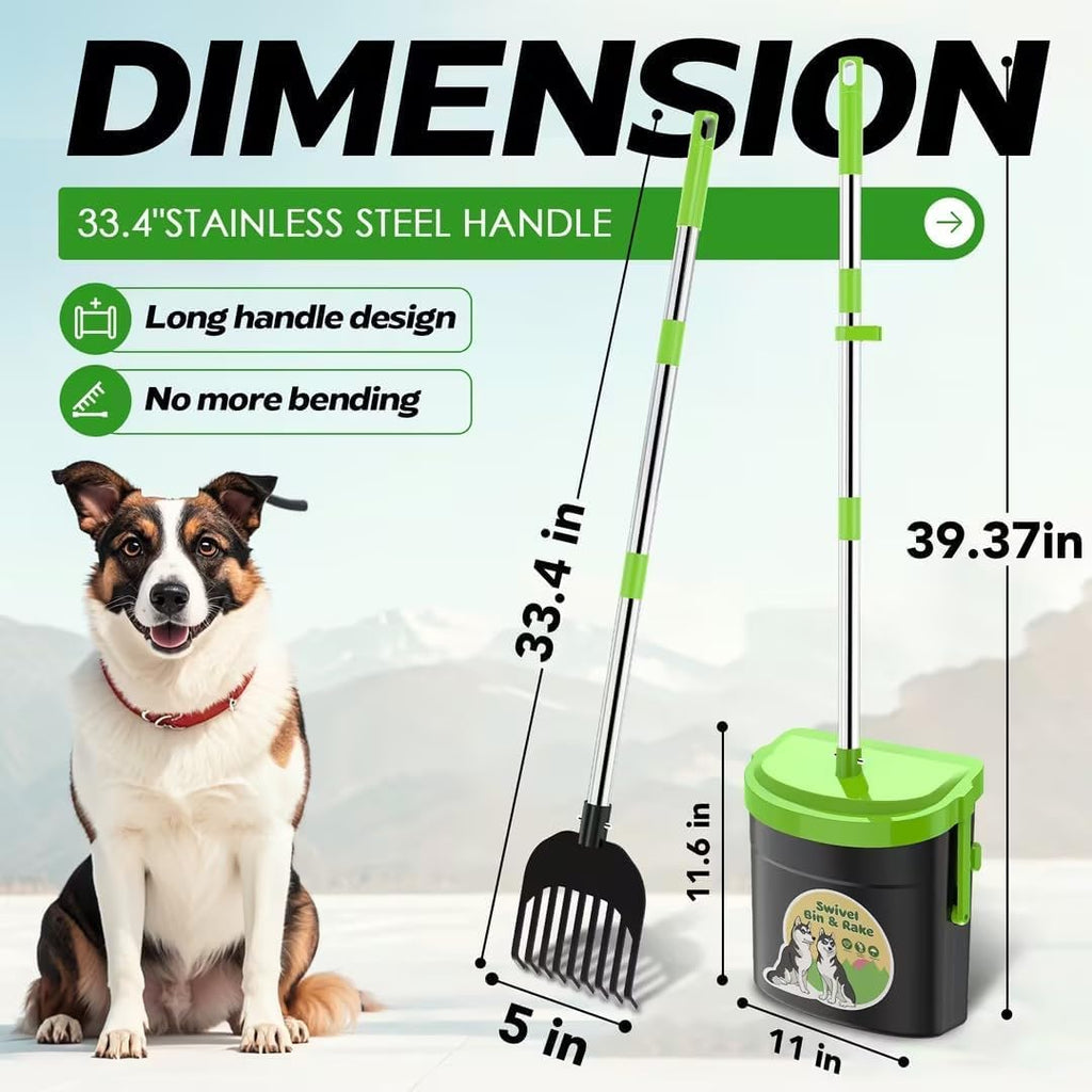 Full assembly kit including six metal poles and 100 waste bags