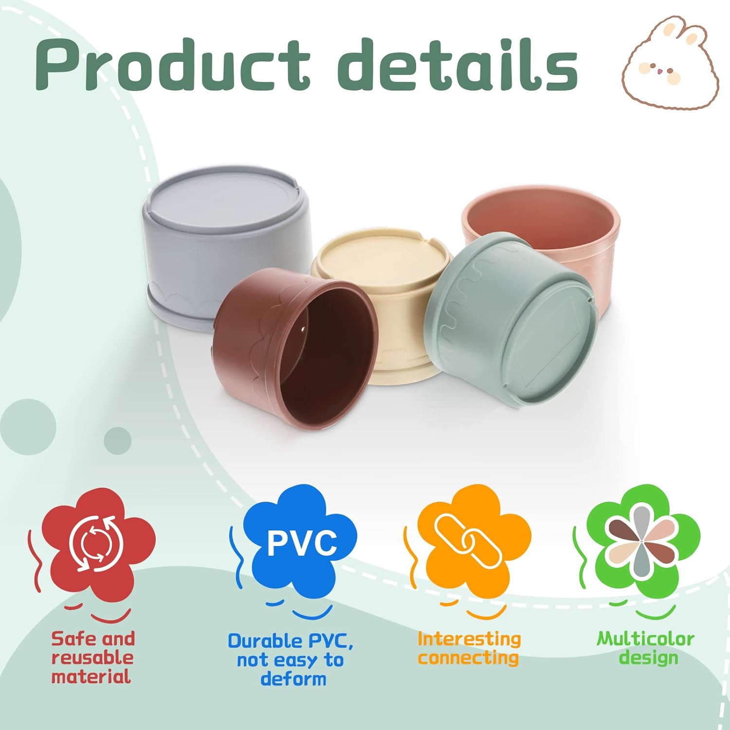 Safe plastic nesting cups showing the raised rim bottom for hiding small pet treats