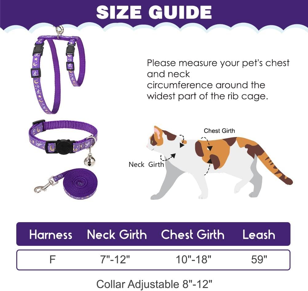 Side view of PAWCHIE luminous cat harness showing metal D-ring attachment