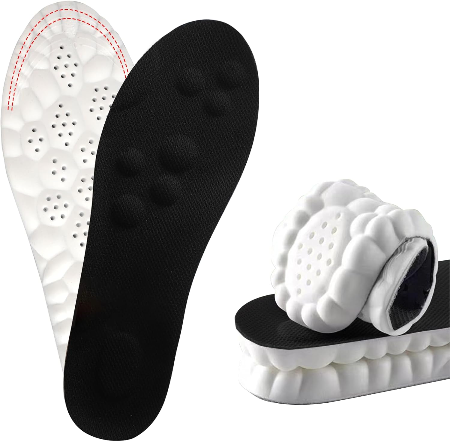 Tinsolefo 4D Cloud Like Soles front view showing massage points and memory foam texture for pain relief.