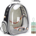 Halinfer bird travel carrier backpack front view with clear bubble window