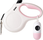 Fida retractable dog leash in white and pink front view