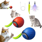 Generic self-moving cat toy ball blue and orange front view