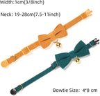 2 Pack Soft Corduroy Cat Collars with Bow Tie & Bell Adjustable Breakaway Kitten Bowtie Collar for Girl Boy Cats(Orange & Green) - Image 3