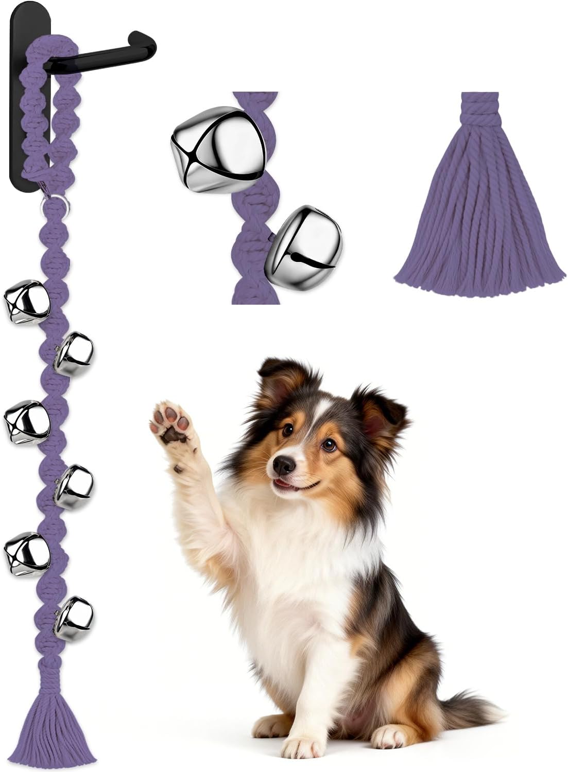 COOYOO Dog Bells to Go Outside, Premium Quality Potty Training Dog Door Bell, Yarn Handwoven Dog Bell, Adjustable Housetraining Hanging Bell-6 Extra Large Loud 1.5 DoorBells - Image 12
