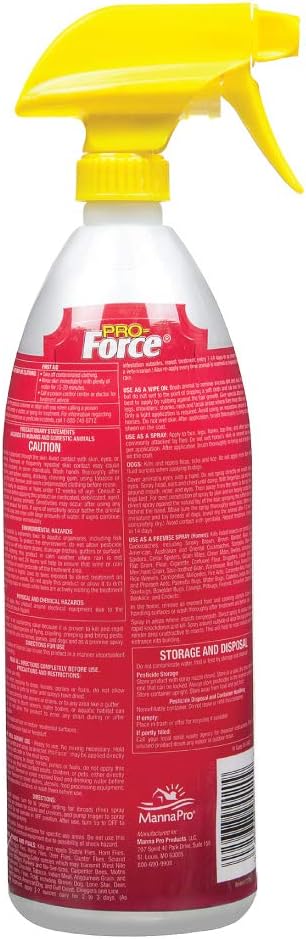 Manna Pro equine insect repellent bottle highlighting the rapid knockdown formula description