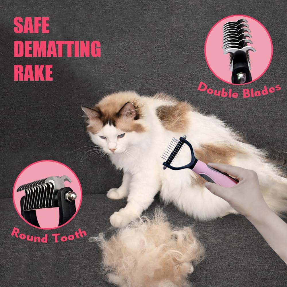 KittuPet premium pet grooming tools set with fine tooth flea comb