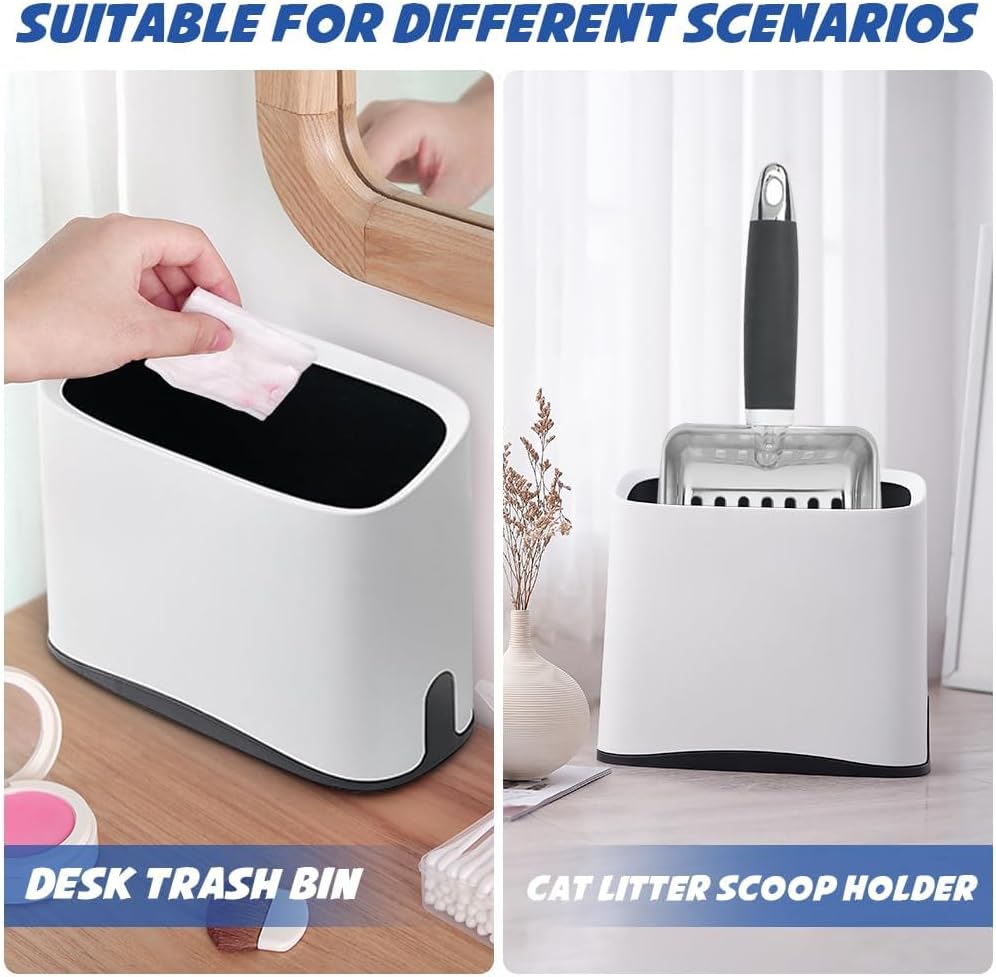 Close up of durable white plastic cat litter scoop holder