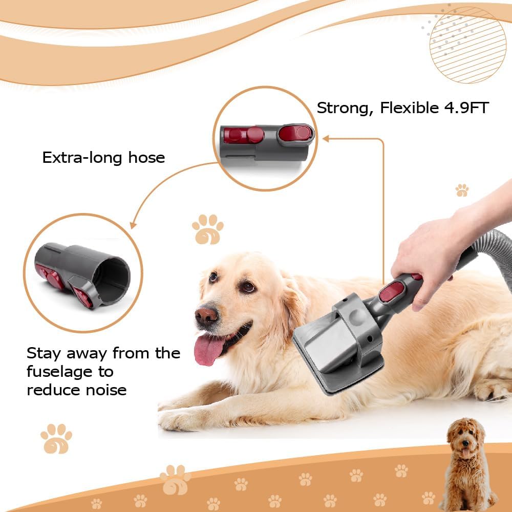 Stainless steel bristles on pet grooming vacuum attachment