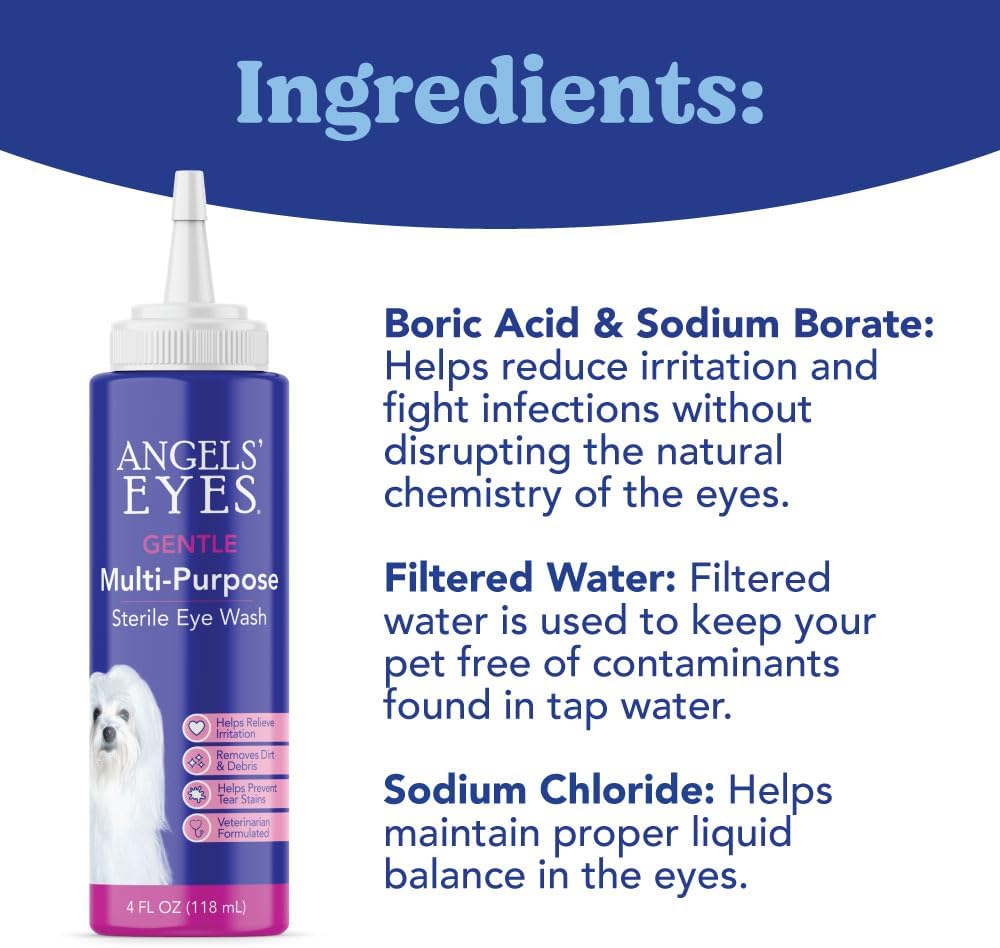 Sterile pet eyewash solution with boric acid for soothing irritated eyes