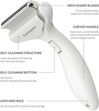 Close up of stainless steel blades on Taomypets grooming rake