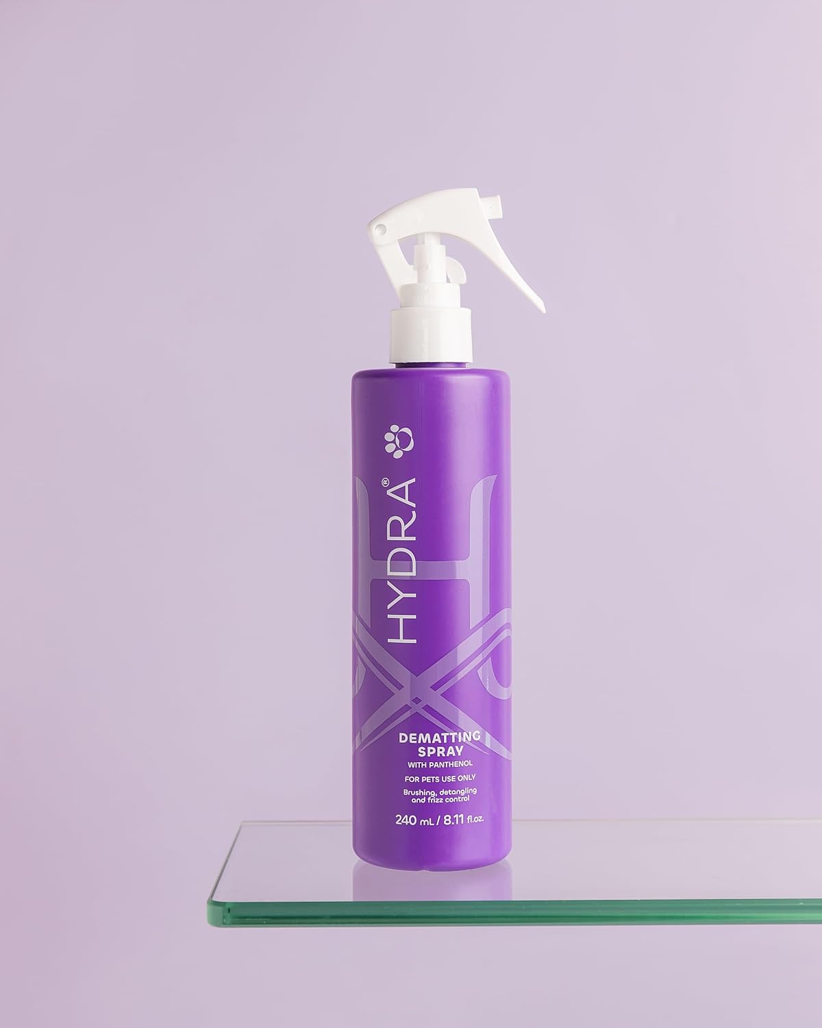 Close up of Hydra pet detangler spray for long hair dogs and cats