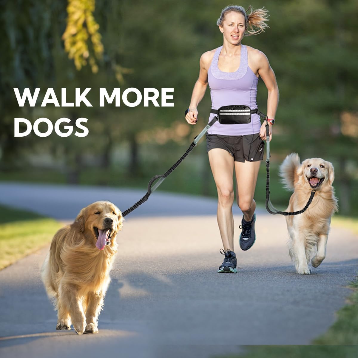 Lumbar support foam pad view on adjustable dog running belt setup.