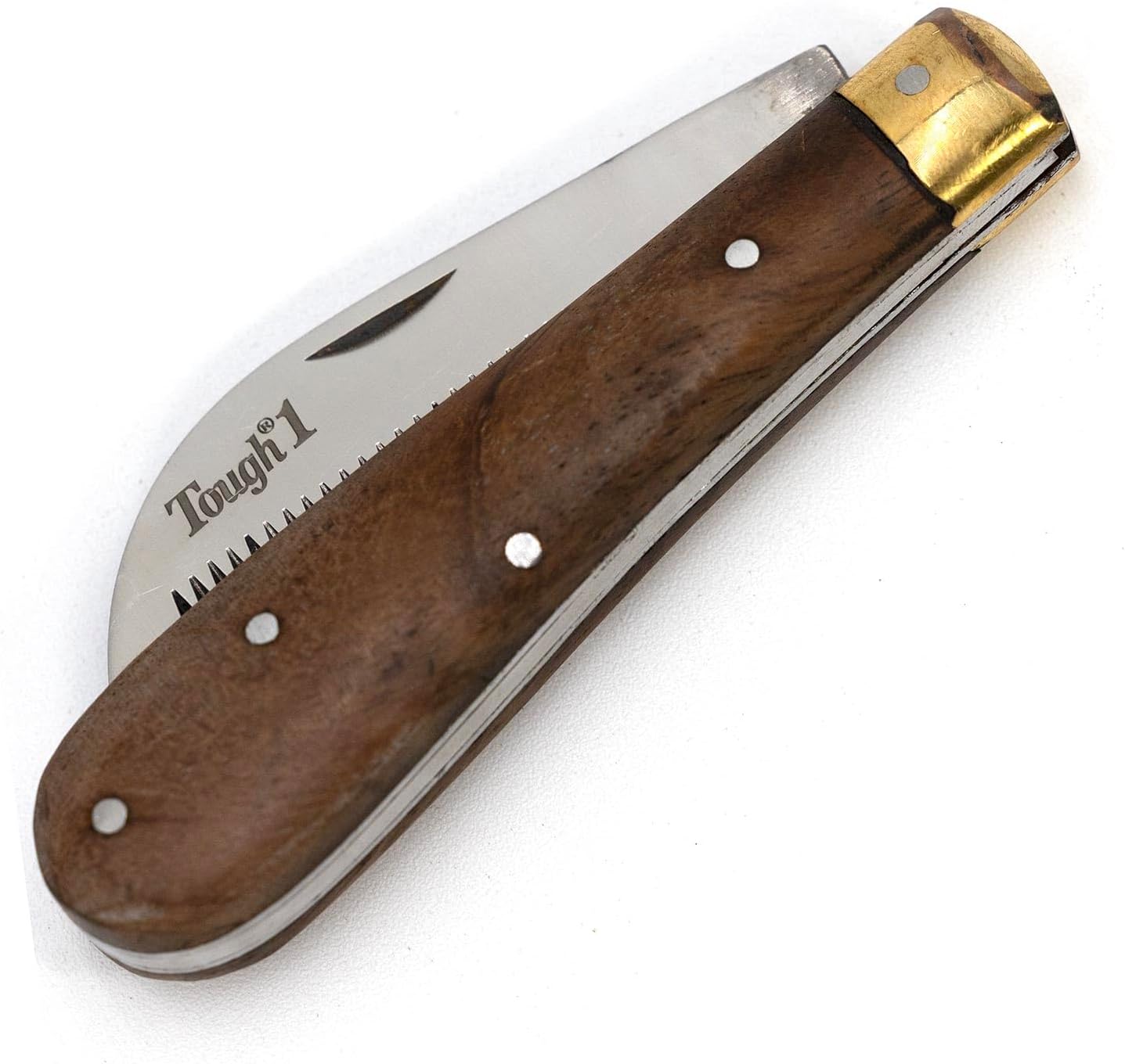 Durable steel blade of the Jeffers horse mane and tail comb being unfolded for grooming.
