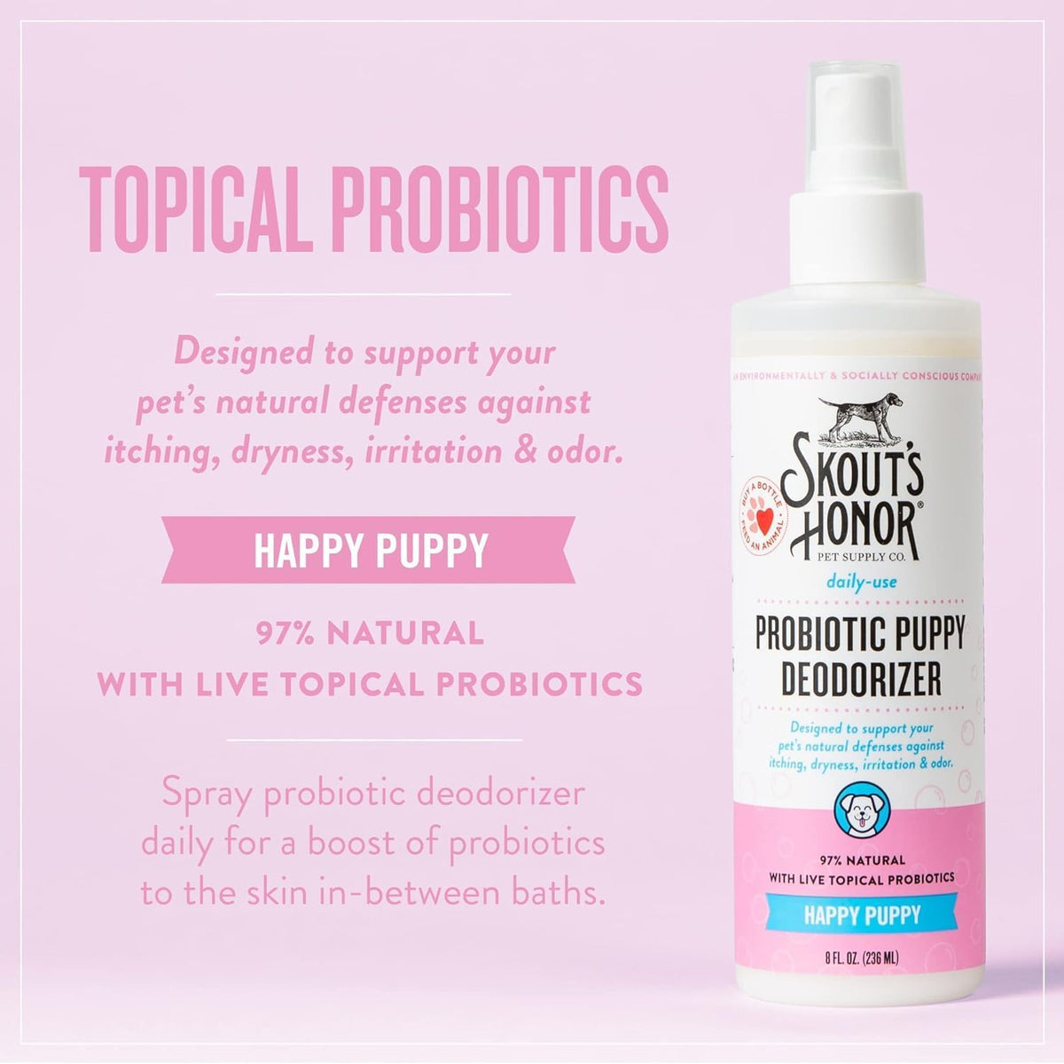 Skout's Honor Happy Puppy 16 Fluid Ounce grooming essentials packaging details