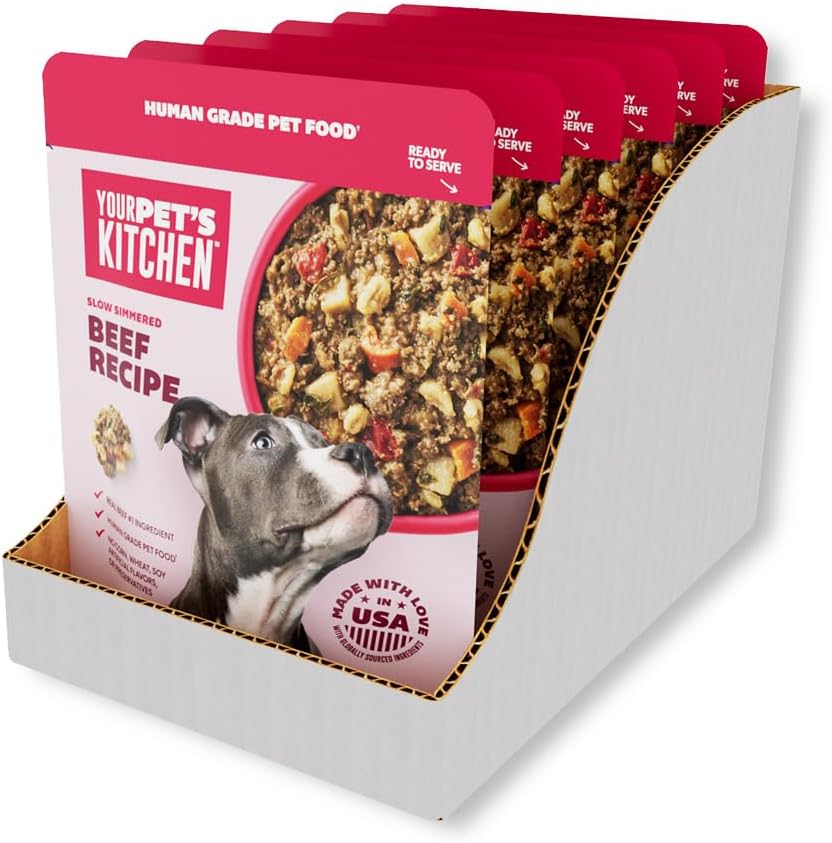 Human grade grain free wet dog food pouch set for adult dogs