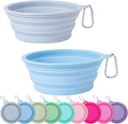 SLSON Collapsible Dog Bowl, 2Pack Macaron Color Pet Travel Bowls Silicone Foldable Water Feeder Dish for Small to Large Dogs Cat Walking Hiking Camping (Macaron Blue and Light Grey, Small) - Image 13