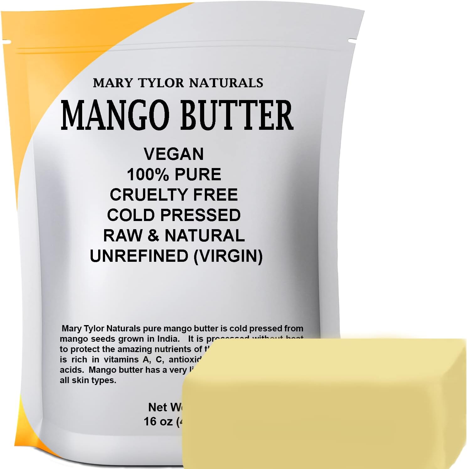 Mary Tylor Naturals Mango Butter 1 lb front view packaging