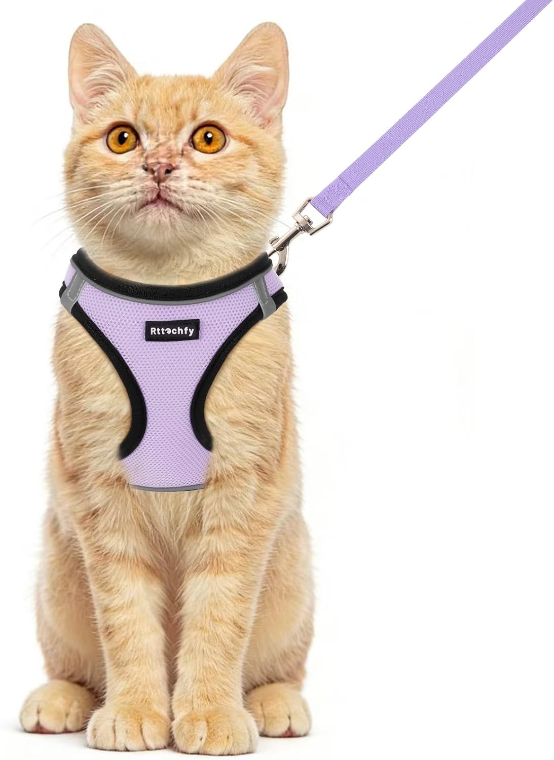 Rttochfy Cat Harness and Leash Set, Escape Proof Kitten Harness, Soft and Breathable Vest with Reflective Strip, Easy to Wear for Cats Walking and Traveling (Pink, S) - Image 9