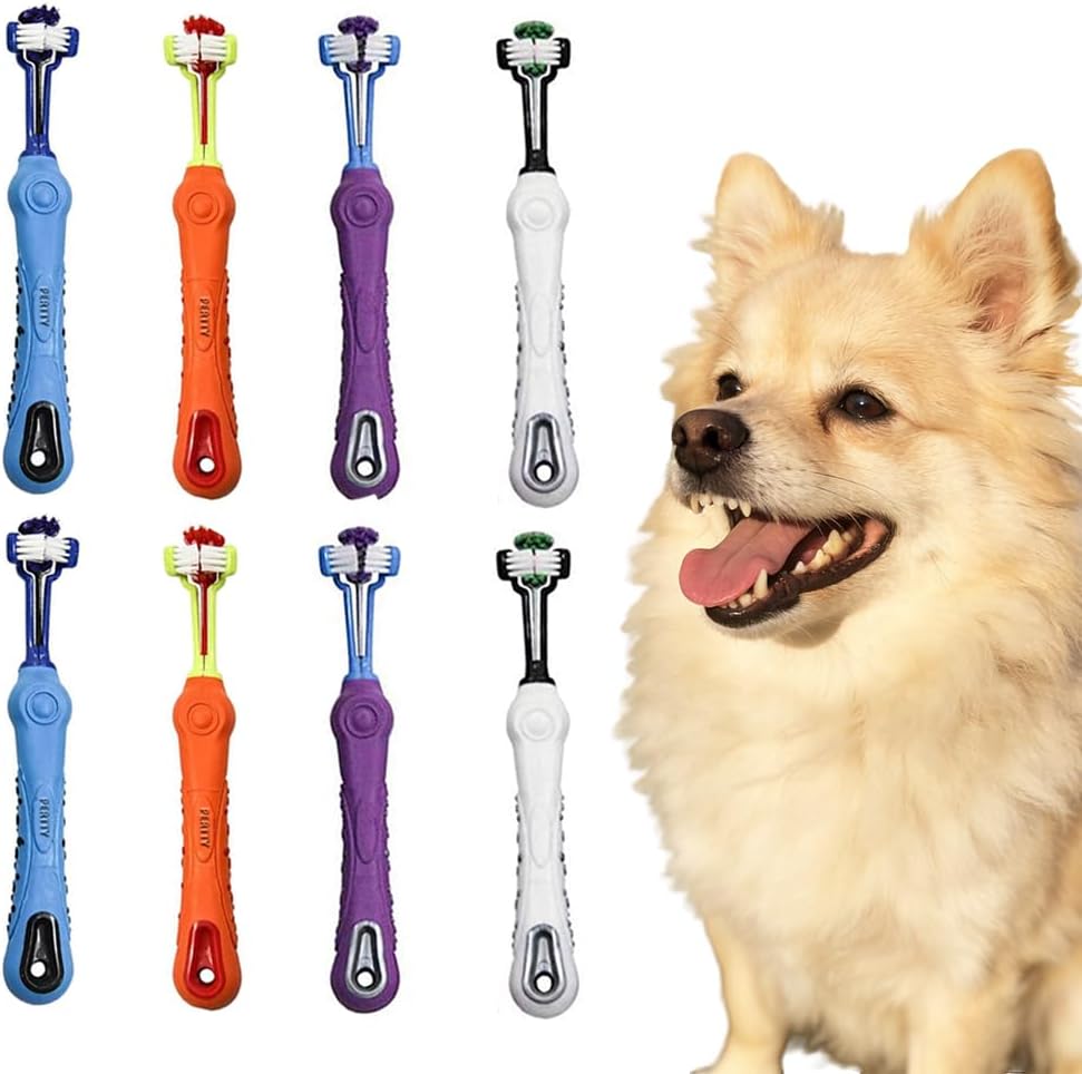 Orgrimmar 2 Pcs 3-Sided Pet Toothbrush Dog Cat Mouth Dental Teeth Care | Pet Brush for Bad Breath Tartar Cleaning - Image 9