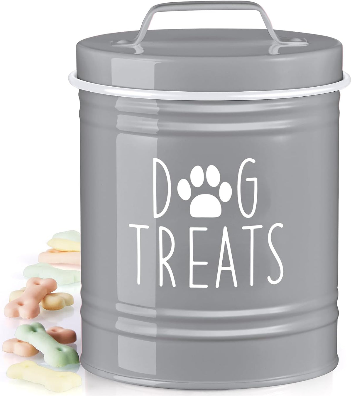 OUTNILI Small Dog Treat Container Airtight - 6" Tall X 4.9" Round Black Dog Treat Jar for Kitchen Counter - Rustic Treat Storage Canister for Dogs, Cats, Small Animals - Gifts for Pet Owners - Image 11