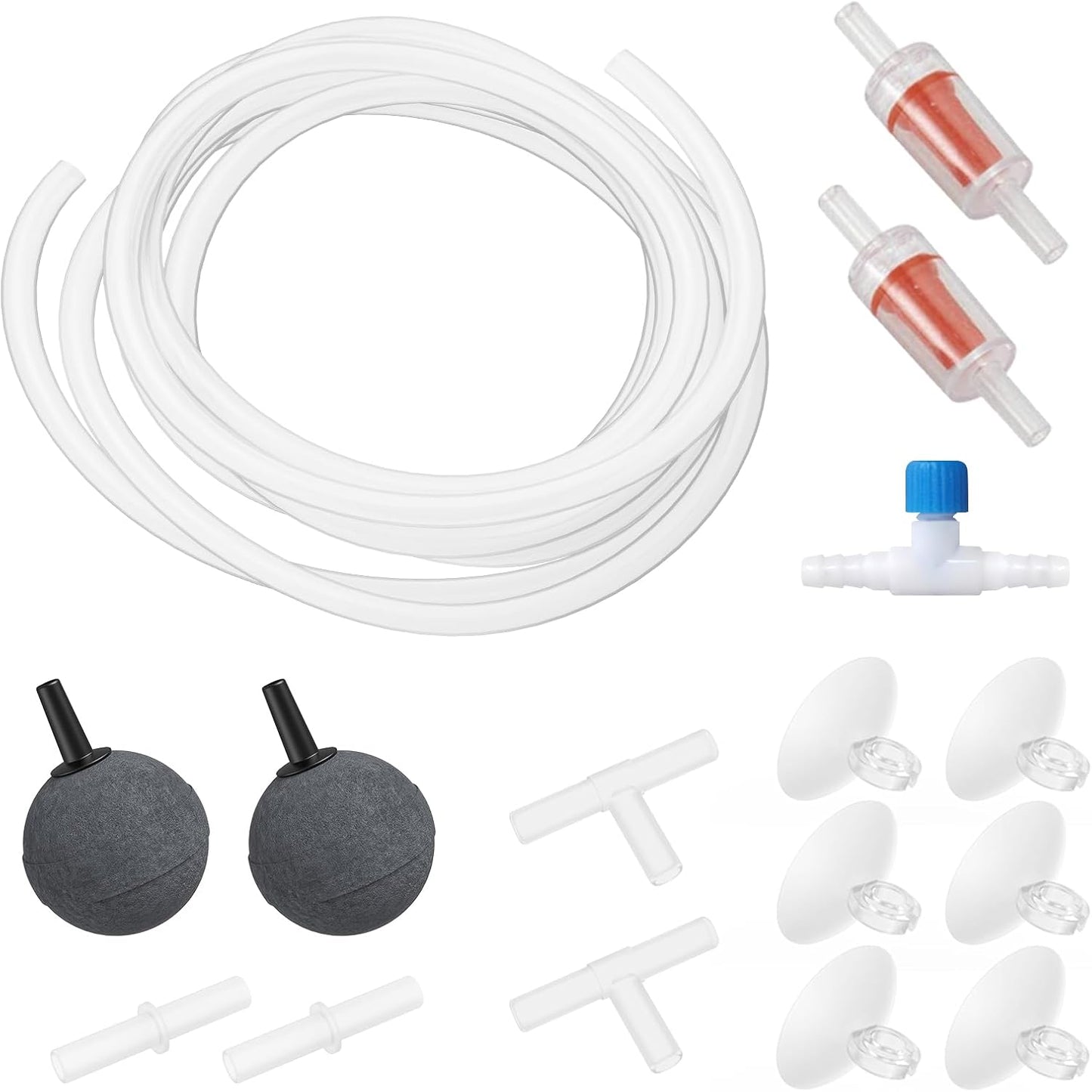 MoonOrange Aquarium Air Pump Accessories Kit front view showing the complete ten feet tubing and aeration components.