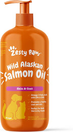 Imported Zesty Paws 32 fluid ounce pet supplement bottle packaging
