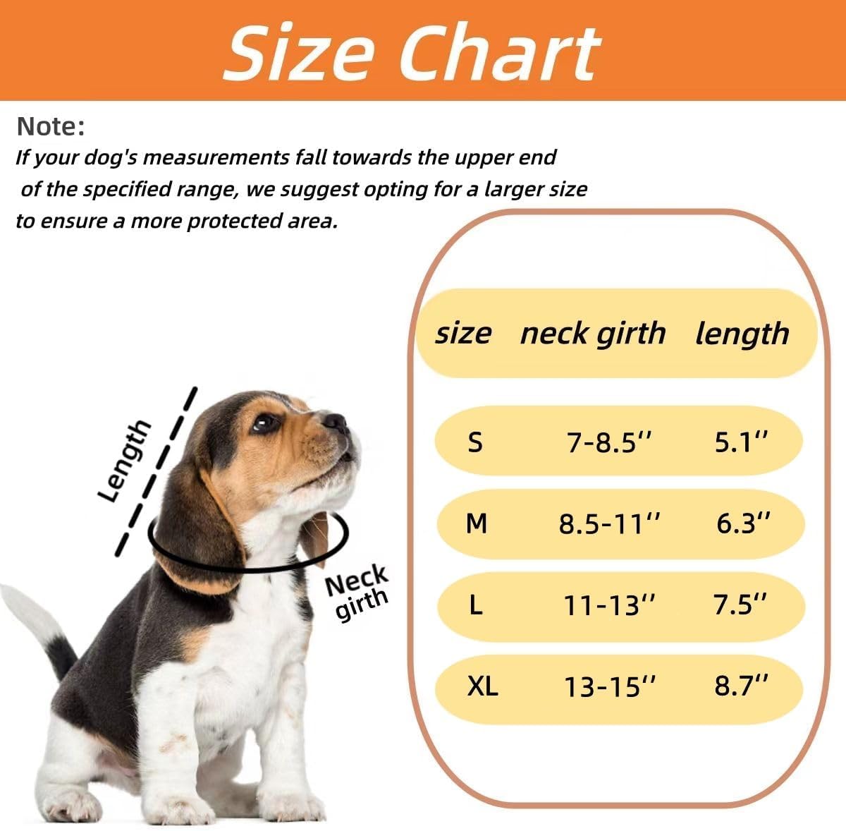 Adjustable soft pet recovery collar on a medium dog side view