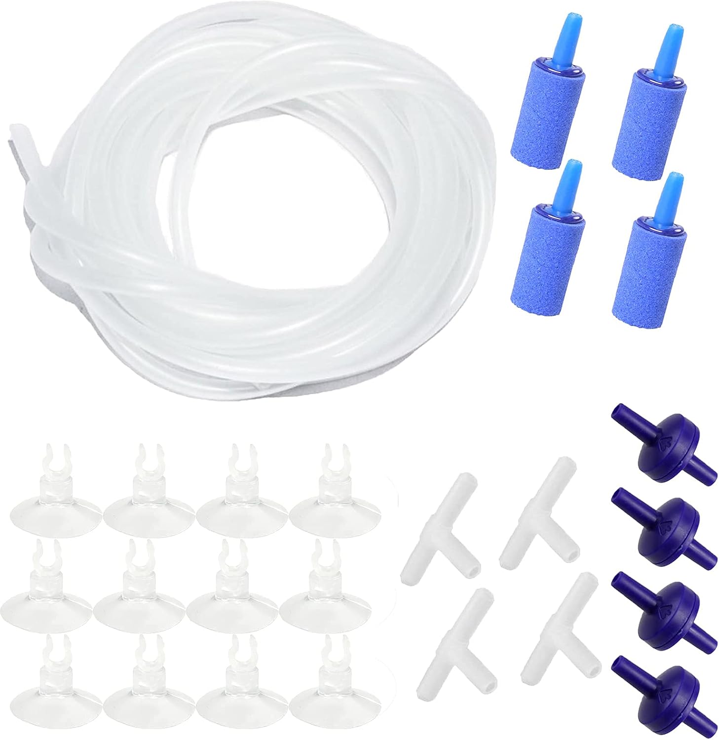 AQUANEAT aquarium accessories kit displayed flat to show all included pieces clearly.