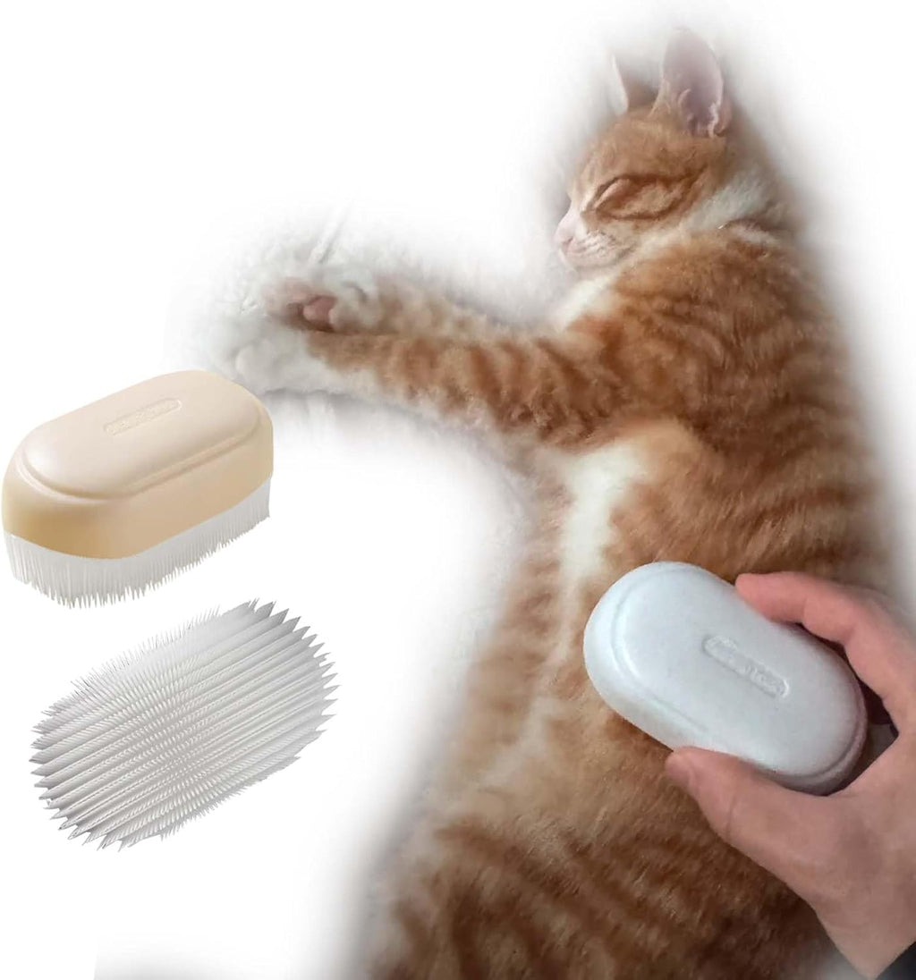 The authentic USA imported pet brush showing the flexible arrangement of over one thousand soft teeth