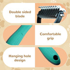 Generic pet grooming tool showing stainless steel rake teeth