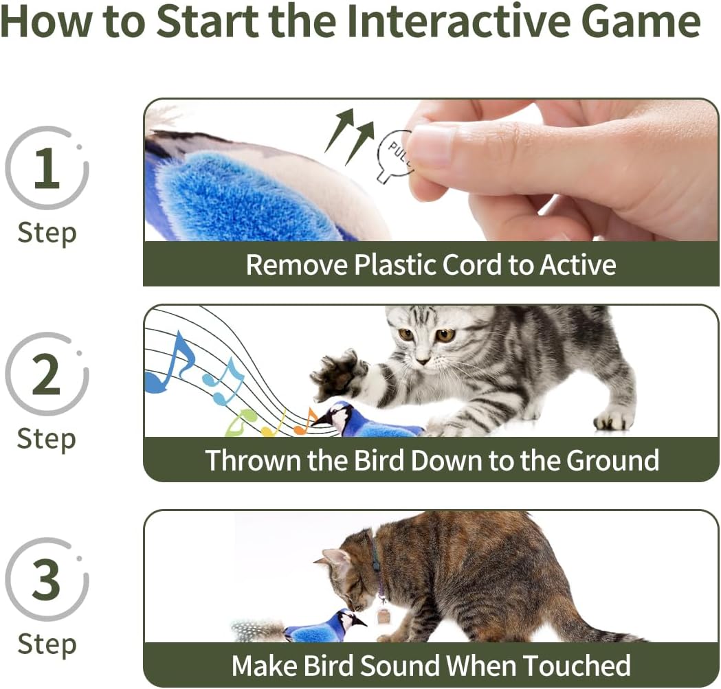 Plush bird cat toys for anxiety relief and boredom reduction