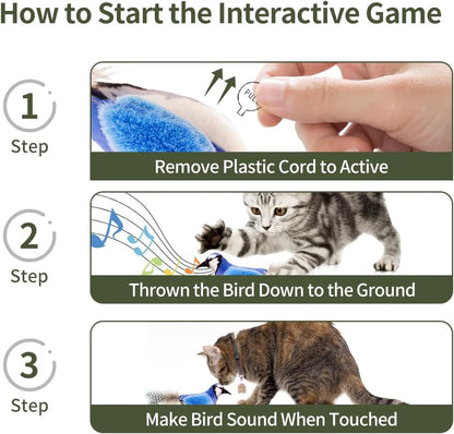 Plush bird cat toys for anxiety relief and boredom reduction