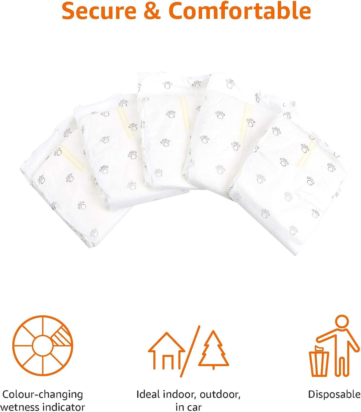 Color changing wetness indicator on white male dog diaper belly band