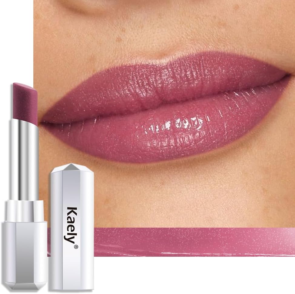 Kaely Mauve Honey Lipstick Tinted Lip Balm front view of hexagonal silver casing tube