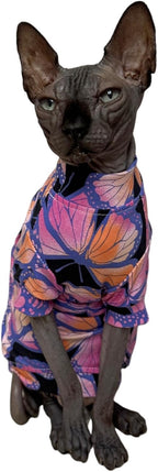 Detailed view of the round collar design on the cat sweatshirt