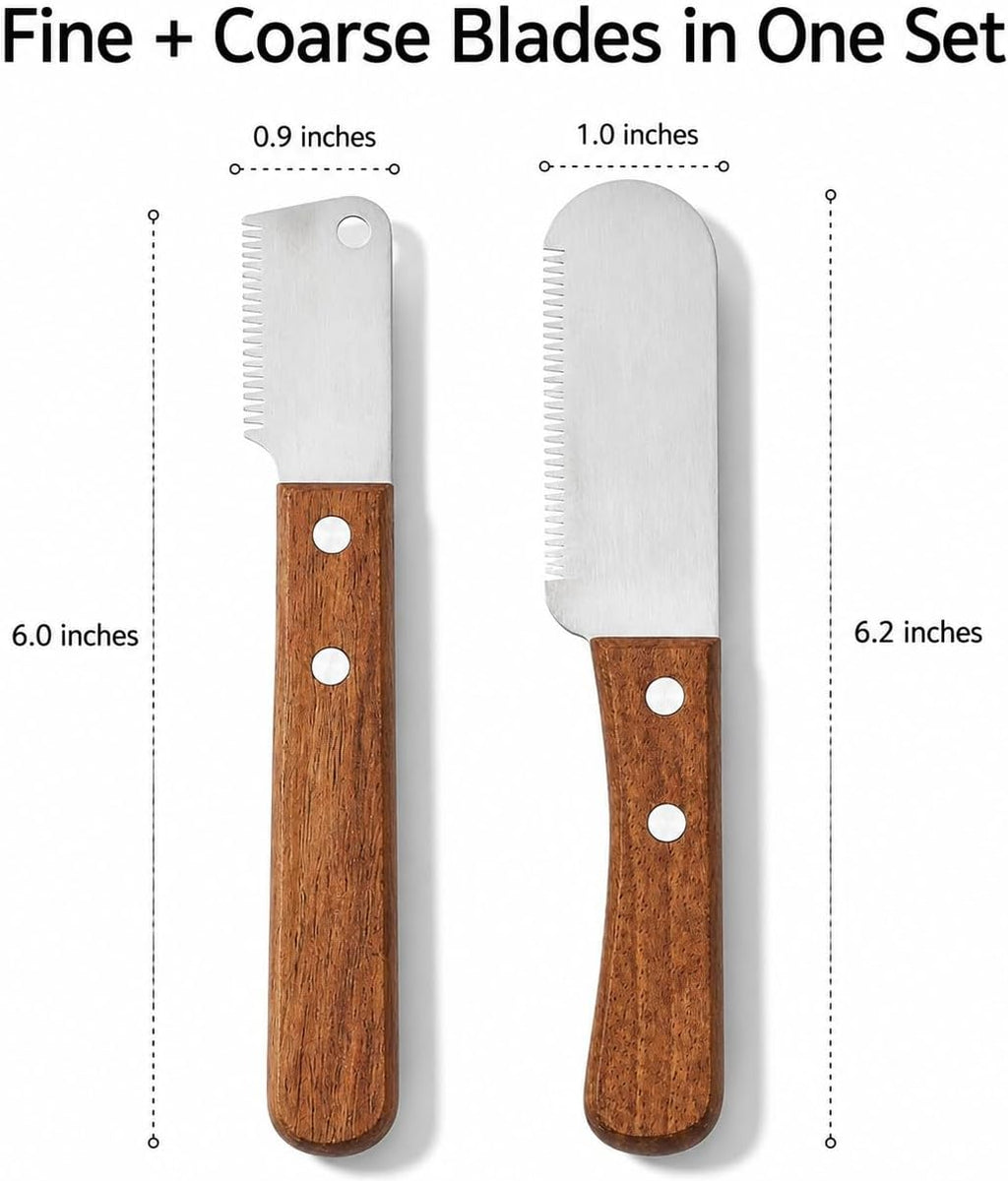 FAQQI fine and coarse undercoat removal comb with wooden handle