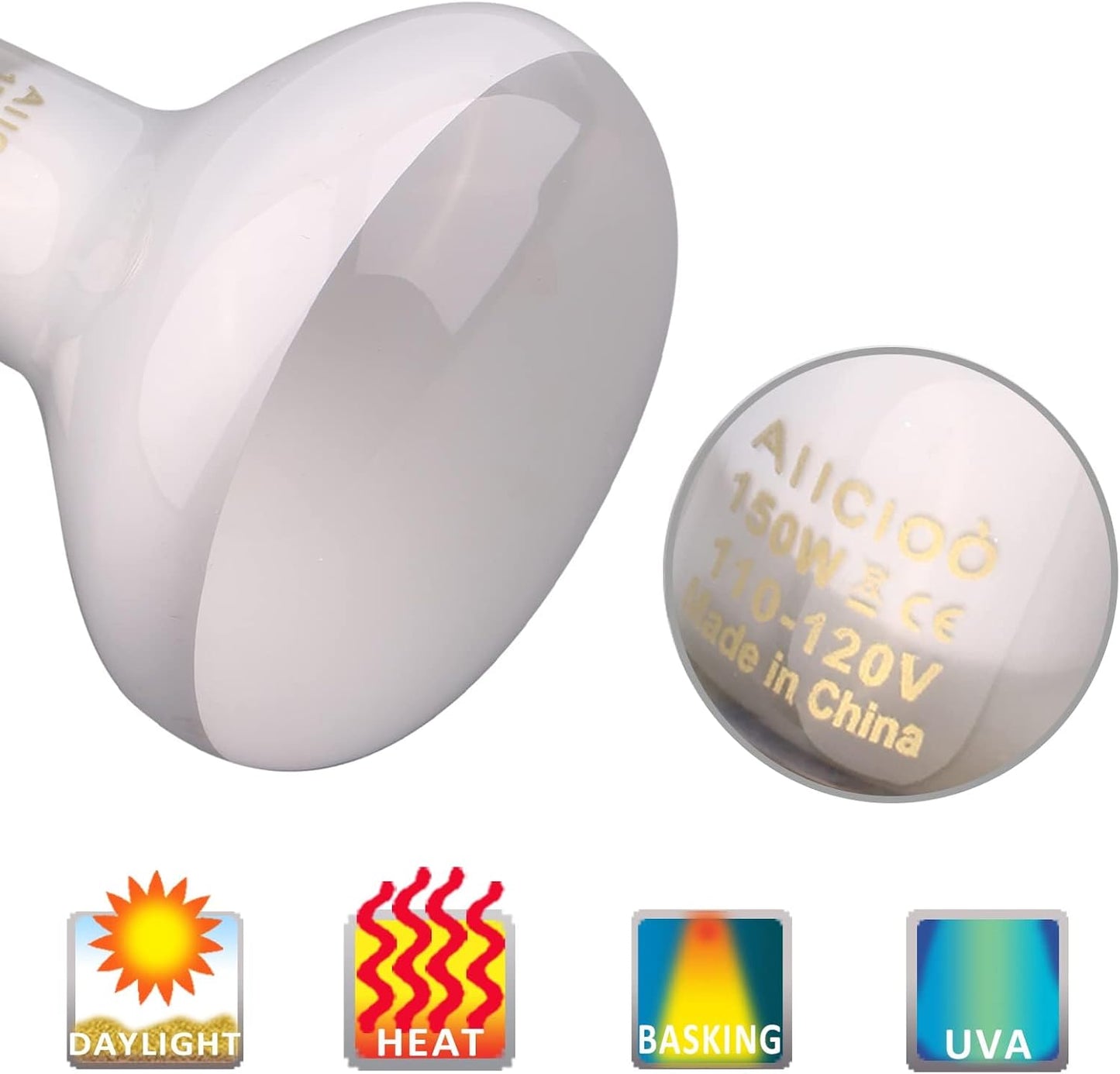 Aiicioo UVA daylight amphibians basking bulb for bearded dragon habitats